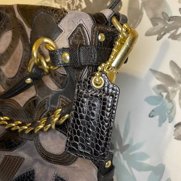 Coach 14339 Brown Suede Leather C Inlay Purse - Picture 3 of 16